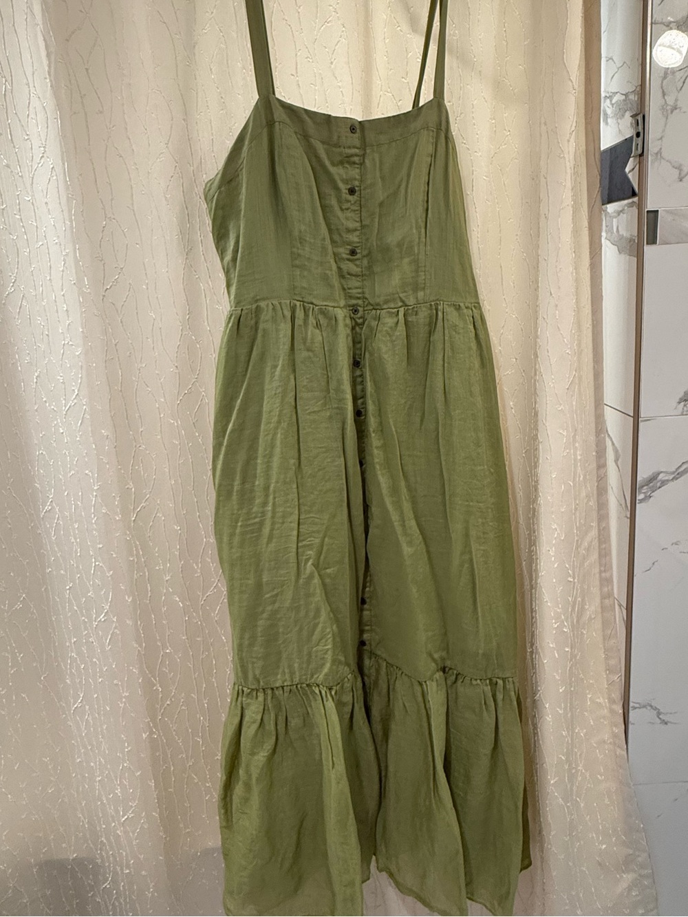 Banana Republic Olive Green Button-Front Linen Jumpsuit
